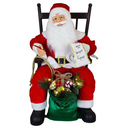 Babbo Natale 80cm sulla sedia con animazione, VE-1