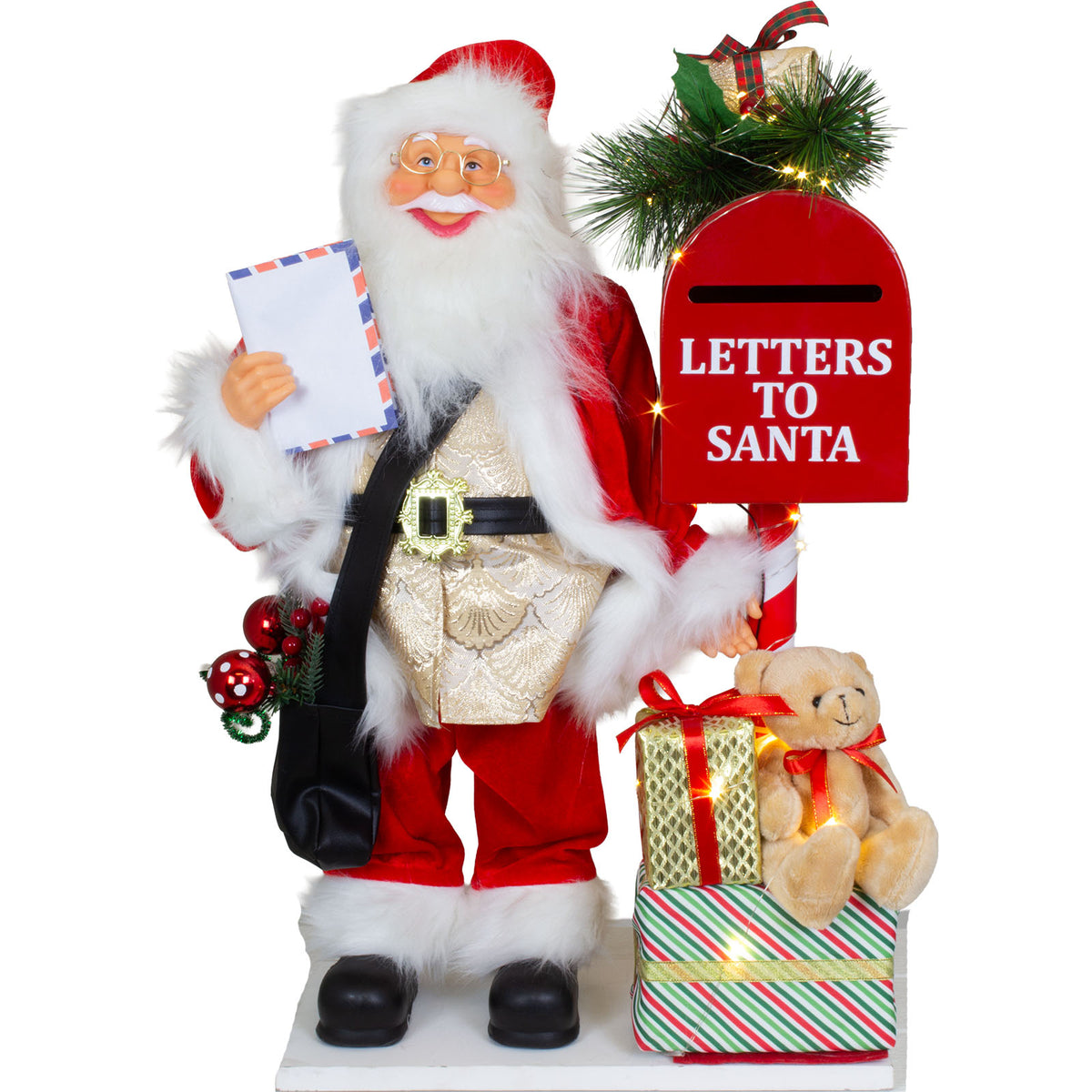 Père Noël 60cm boîte aux lettres avec animation, VE-1