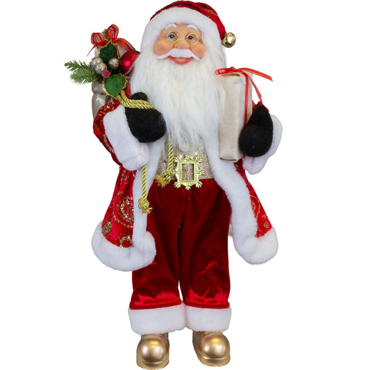 Santa 45cm langer Mantel in rot-gold, VE-6