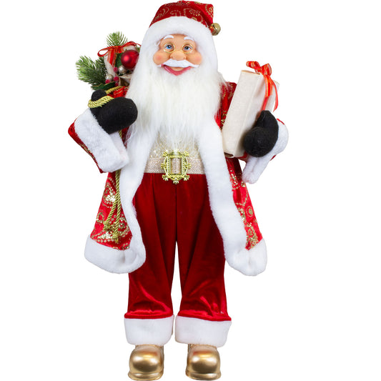 Santa 60cm langer Mantel in rot-gold, VE-1