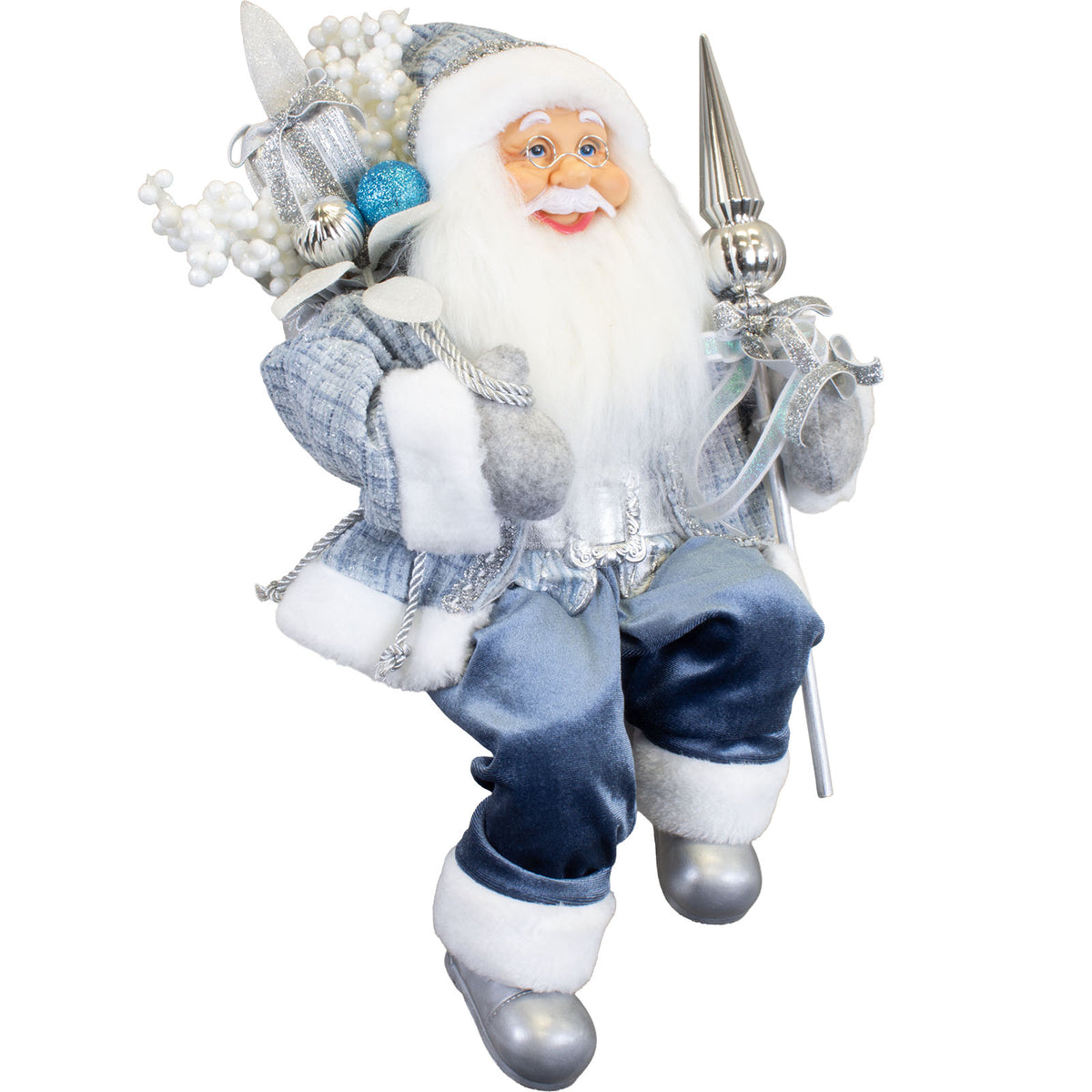 Santa Kantenhocker 45 cm pitkä takki sinivalkohopesävyissä, pakkauskoko 6