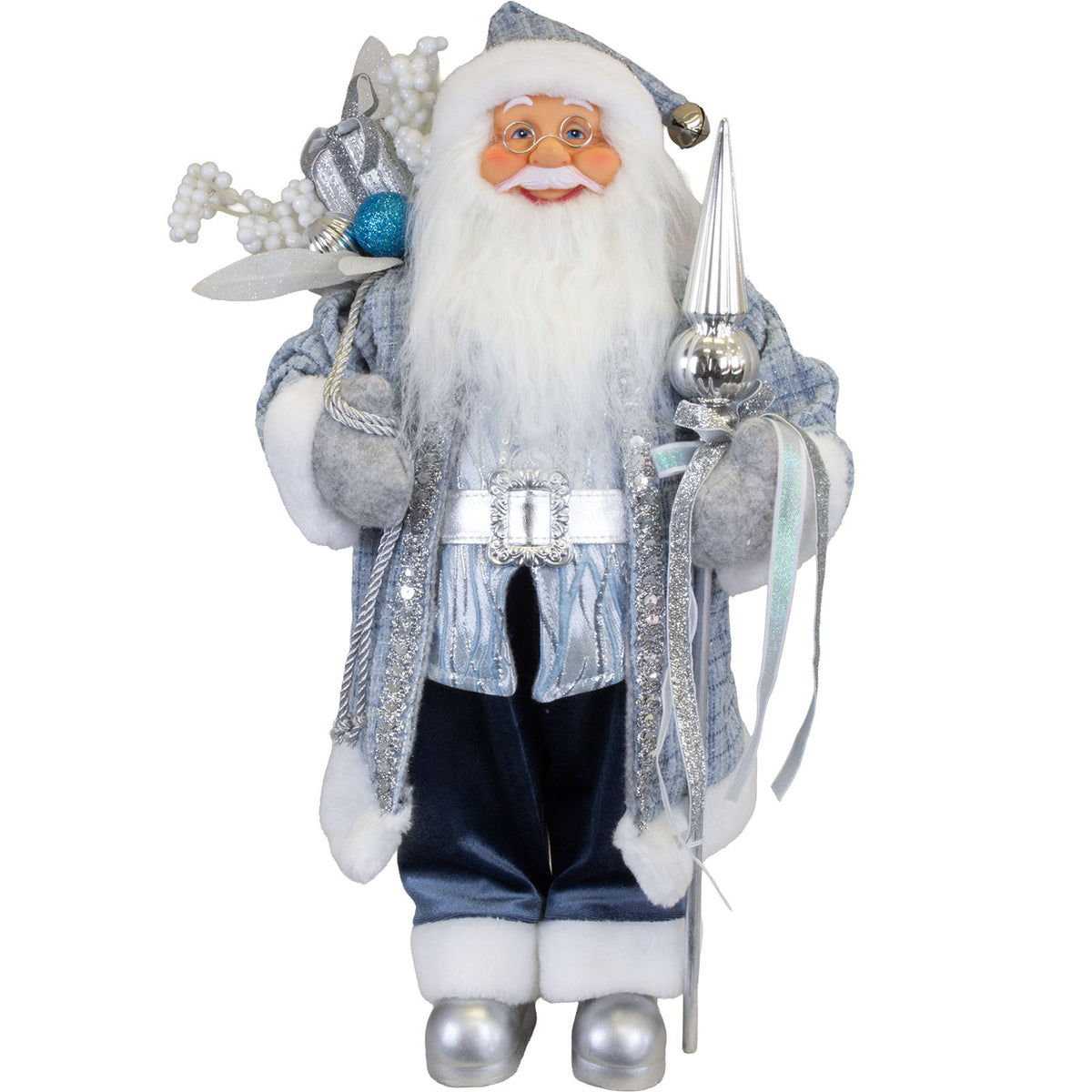 Santa 45 cm pitkä takki sinivalkohopesävyissä, pakkauskoko 6