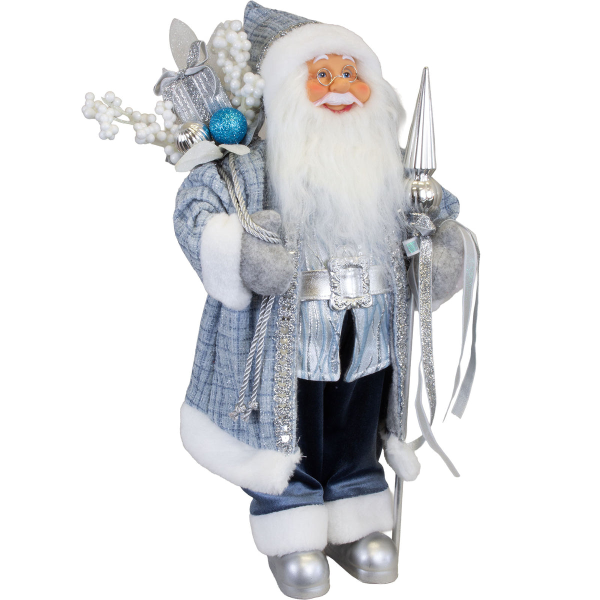 Santa 45 cm pitkä takki sinivalkohopesävyissä, pakkauskoko 6