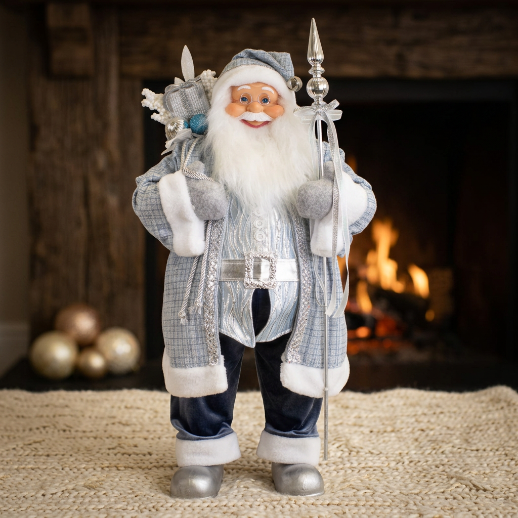 Santa 80 cm pitkä takki sinivalkohopesävyissä, pakkauskoko 1