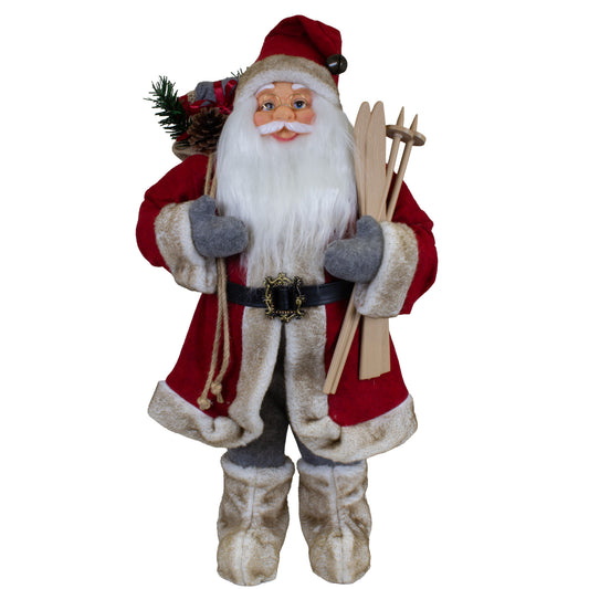 Santa 60cm roter Mantel und Ski, VE-1