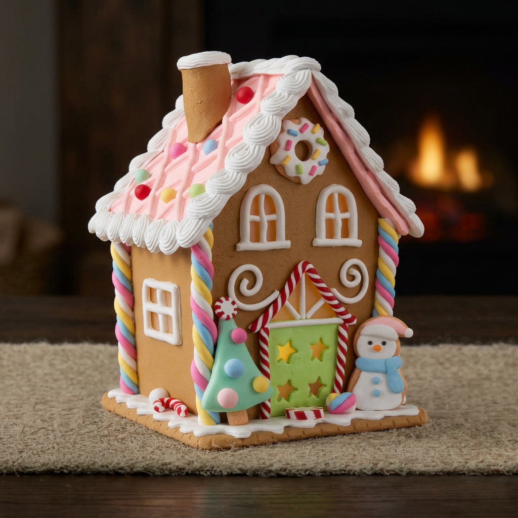 LED Gingerbread House 20cm, Polyclay, Pack of 12(2)