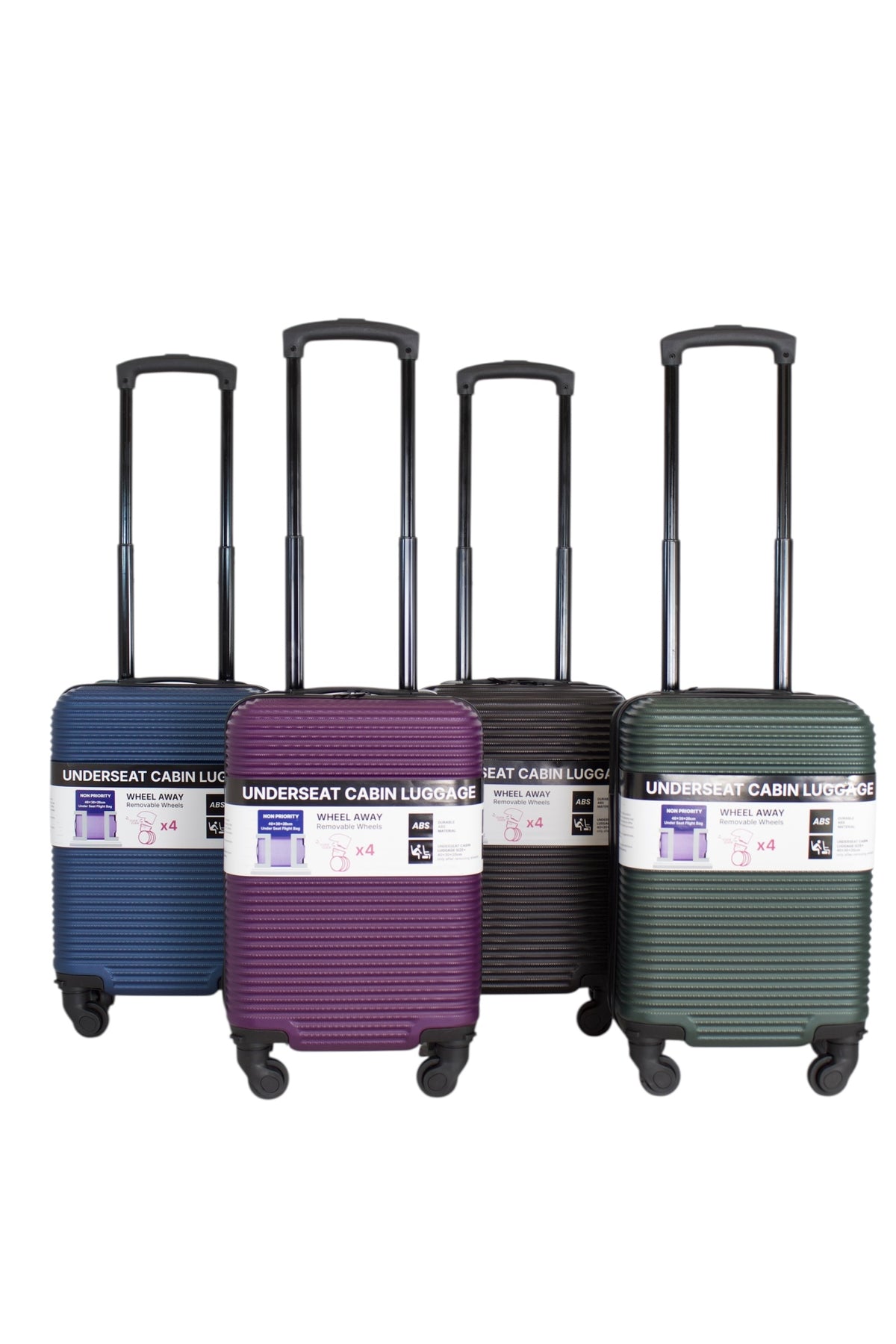 Underseat-Kabinentrolley 40x30x20cm, im Display, 4 Farben sortiert