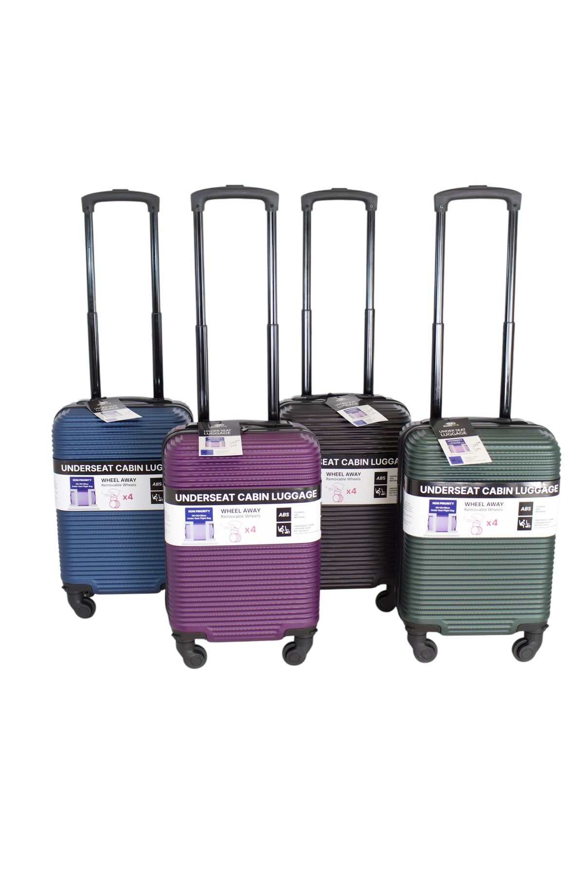 Underseat-Kabinentrolley 40x30x20cm, im Display, 4 Farben sortiert