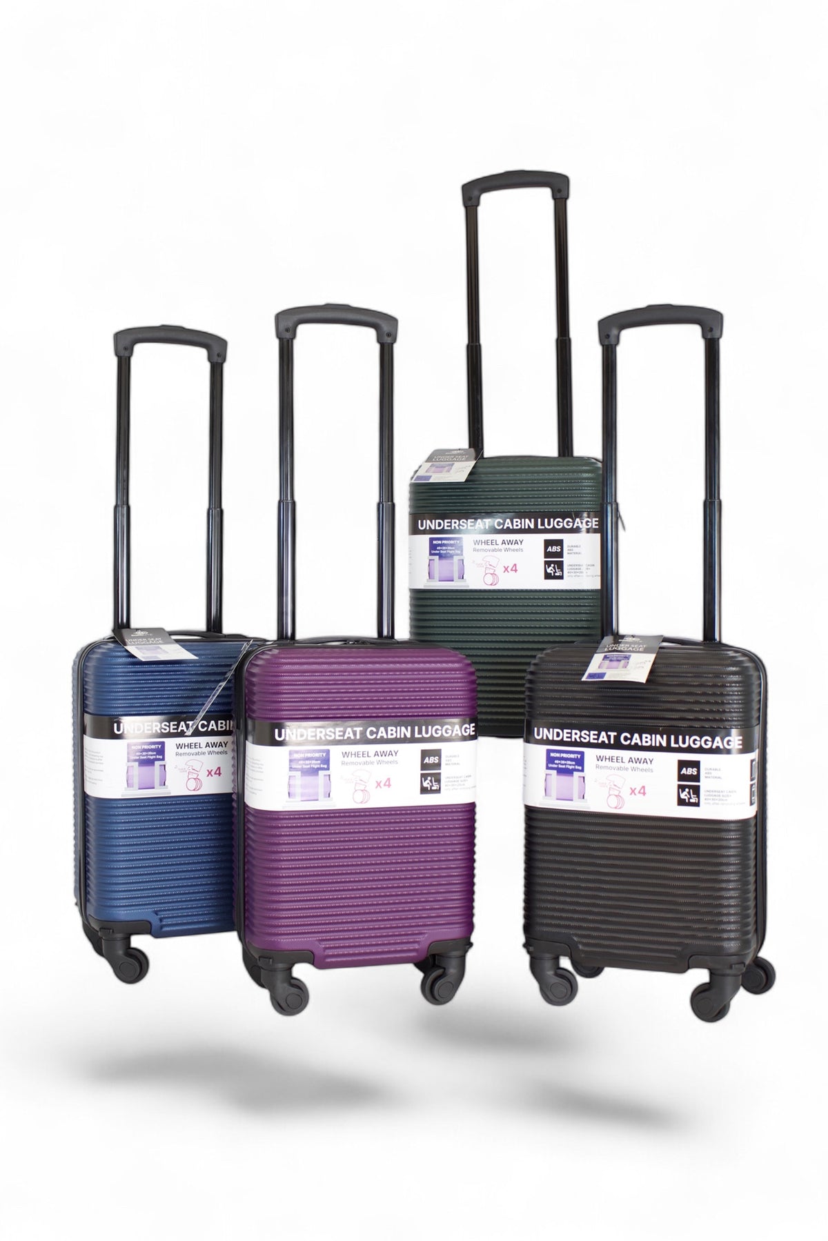 Underseat-Kabinentrolley 40x30x20cm, im Display, 4 Farben sortiert