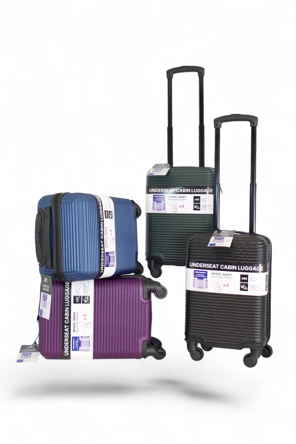 Underseat-Kabinentrolley 40x30x20cm, im Display, 4 Farben sortiert