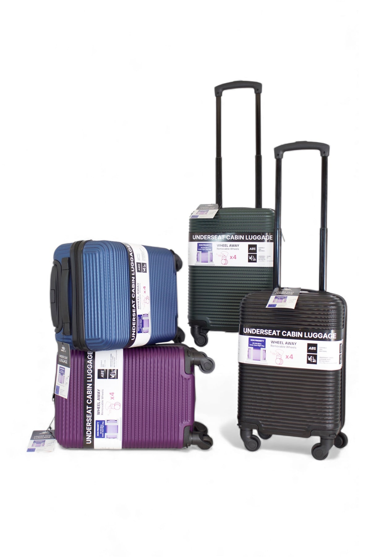 Underseat-Kabinentrolley 40x30x20cm, im Display, 4 Farben sortiert