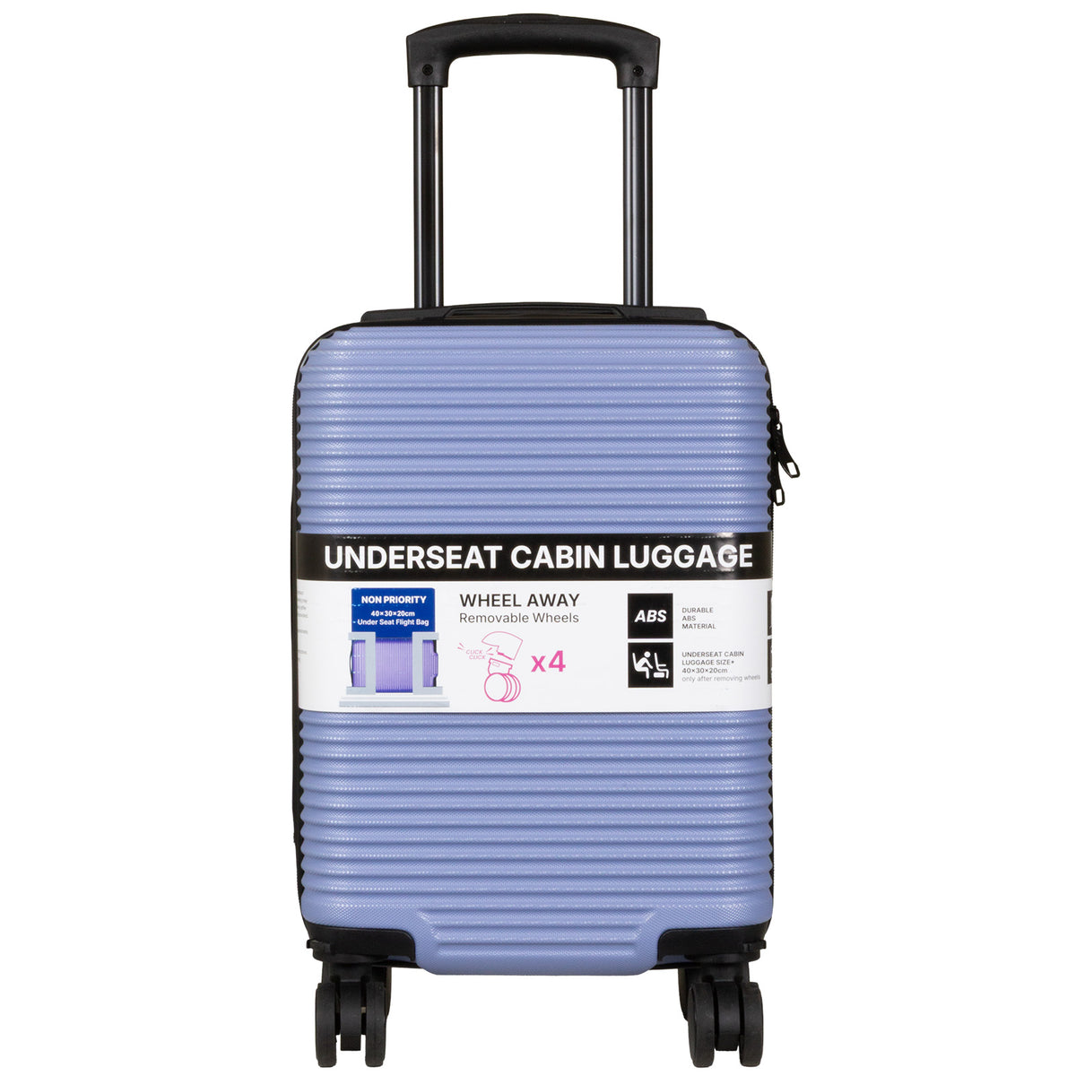 Valise cabine Underseat 40x30x20 cm, en présentoir, 4 couleurs assorties