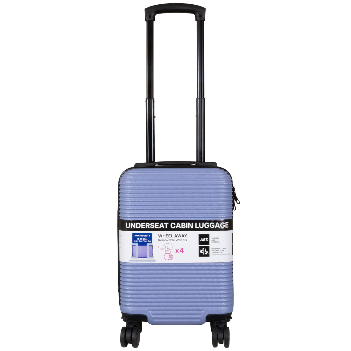 Valise cabine Underseat 40x30x20 cm, en présentoir, 4 couleurs assorties