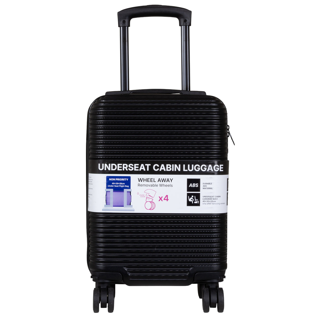 Valise cabine Underseat 40x30x20 cm, en présentoir, 4 couleurs assorties