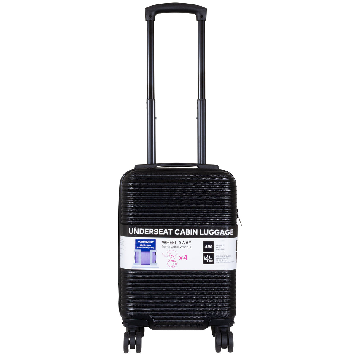Valise cabine Underseat 40x30x20 cm, en présentoir, 4 couleurs assorties