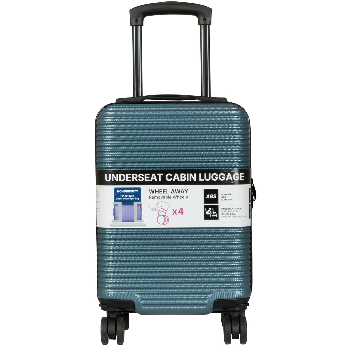 Valise cabine Underseat 40x30x20 cm, en présentoir, 4 couleurs assorties