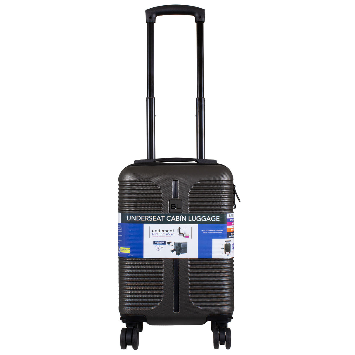 Valise cabine Underseat 40x30x20 cm, en présentoir, 4 couleurs assorties