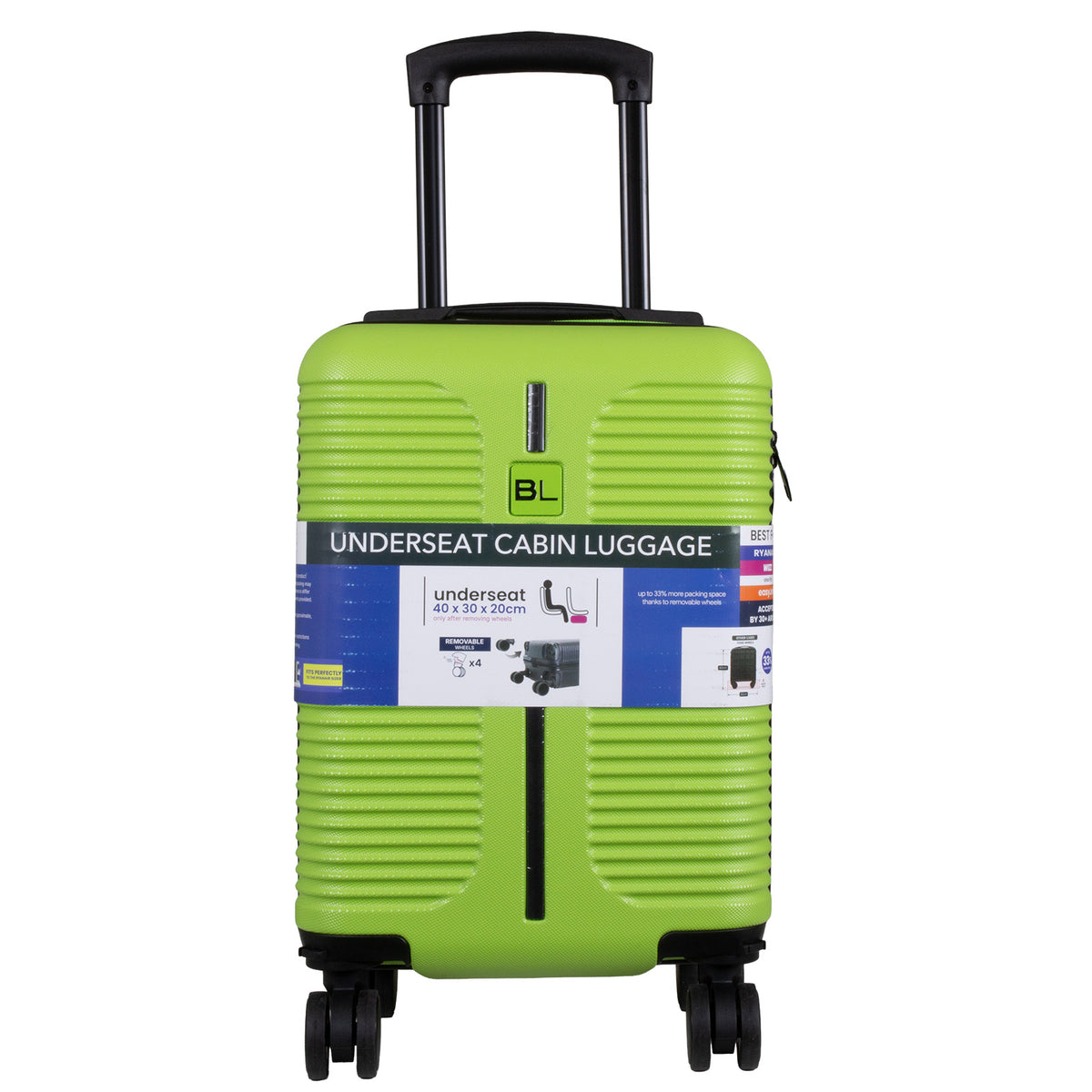 Valise cabine Underseat 40x30x20 cm, en présentoir, 4 couleurs assorties