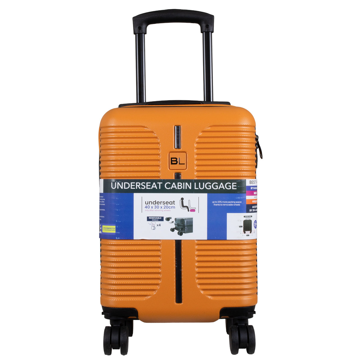 Valise cabine Underseat 40x30x20 cm, en présentoir, 4 couleurs assorties