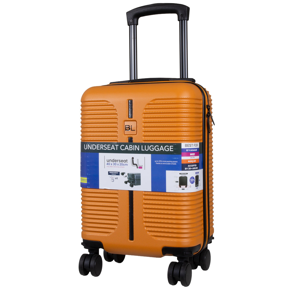 Valise cabine Underseat 40x30x20 cm, en présentoir, 4 couleurs assorties