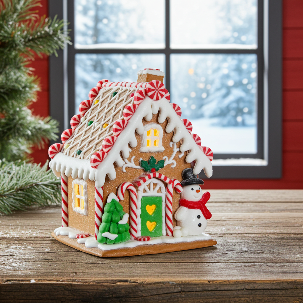 Maison en pain d'épices LED 14cm, Polyclay, VE-16(4)