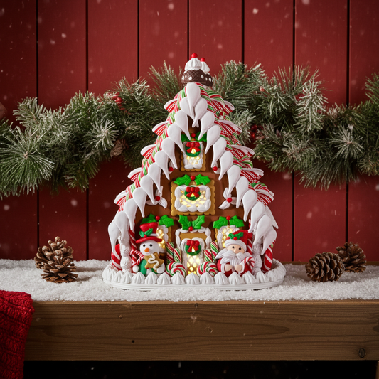 LED Lebkuchenhaus 26cm, Polyclay,  VE-4(1)