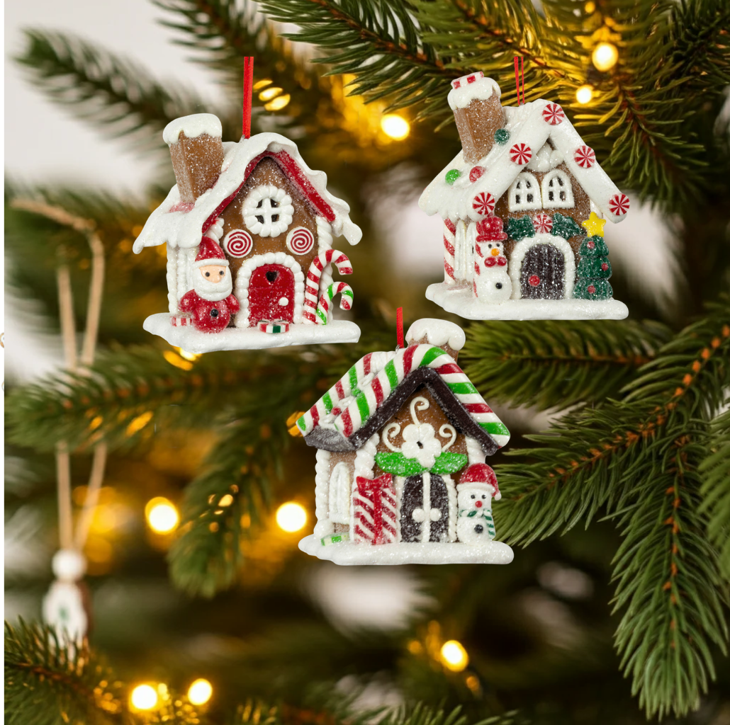 Decorazione per albero casetta di pan di zenzero, 3 modelli, VE-72(6)