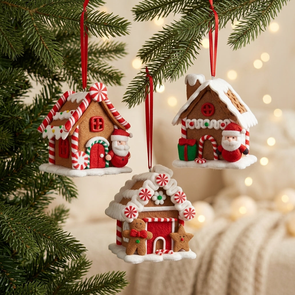 Decorazioni per albero Polyclay, 4 design, 9cm