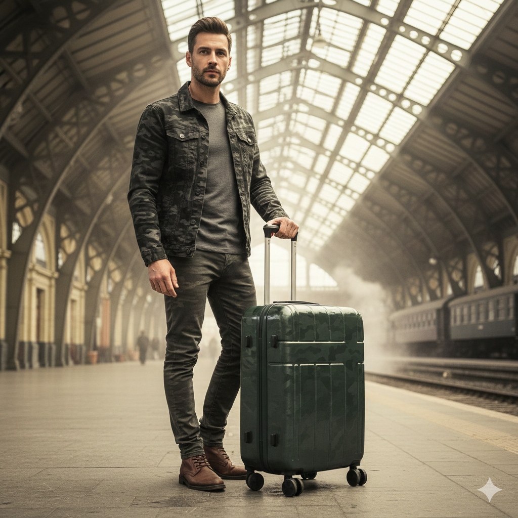 ABS Kofferset 3tlg Camouflage Dunkelgrün