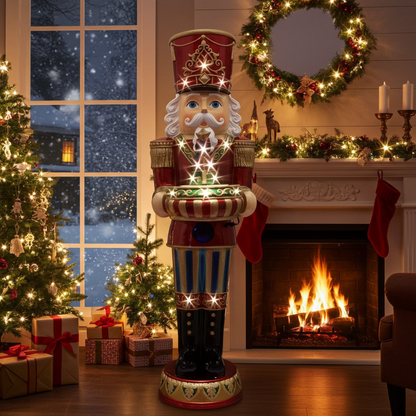 Nussknacker 152cm mit LED+Musik, Polyresin, VE-1