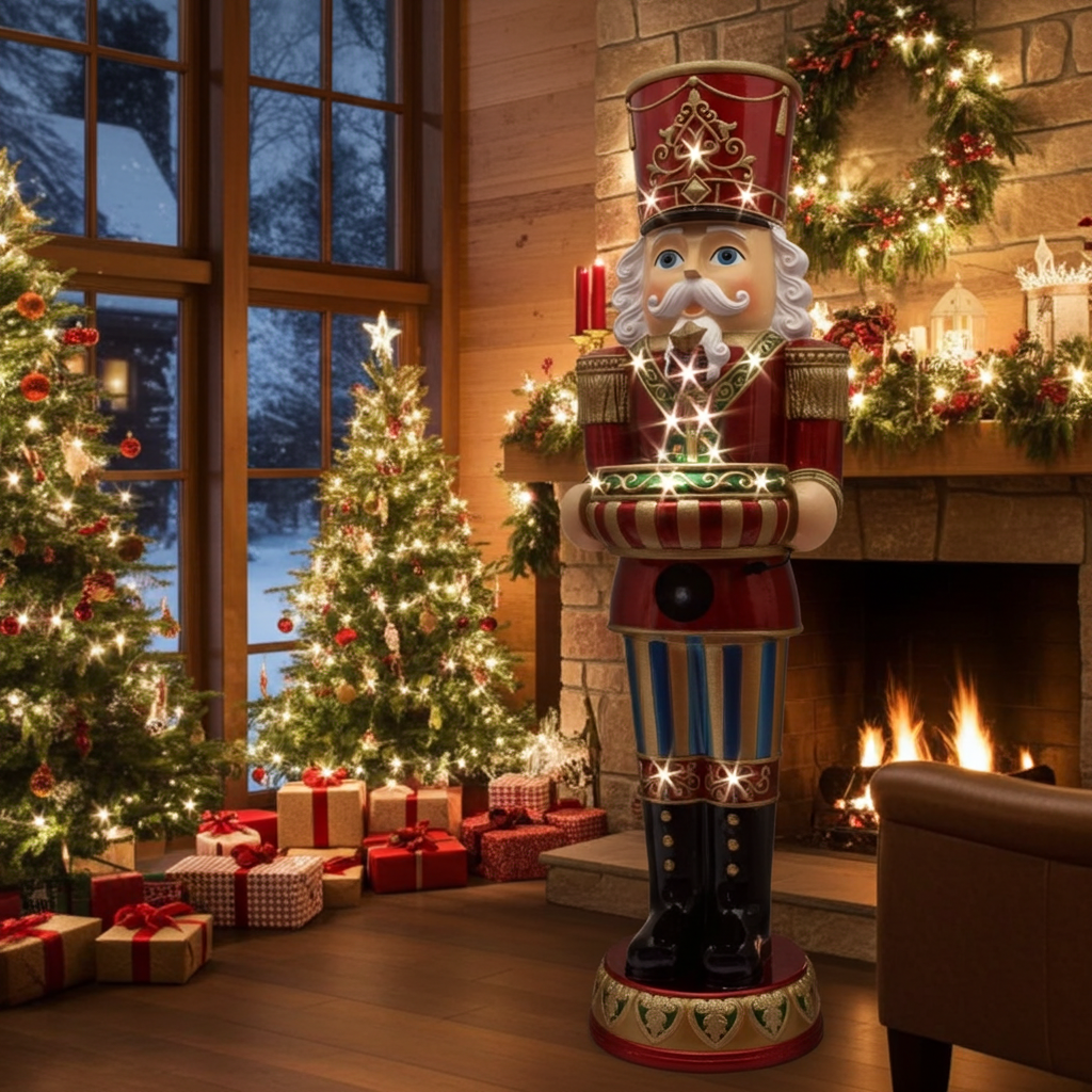 Nussknacker 152cm mit LED+Musik, Polyresin, VE-1