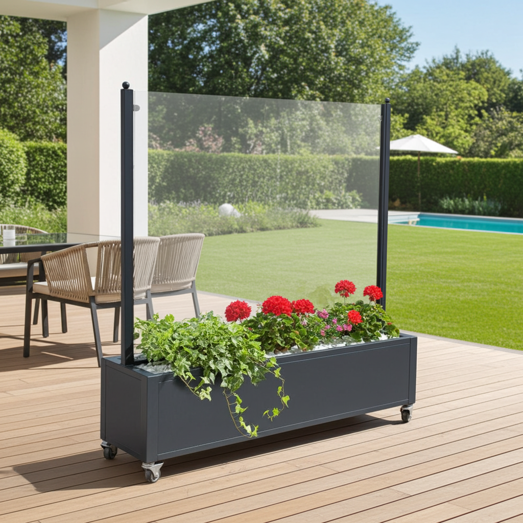 Paravento mobile con fioriera 3 dimensioni 2 pannelli