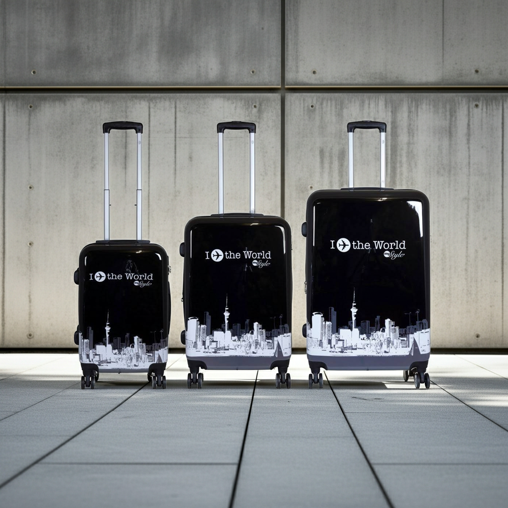 Polycarbonat Motivkofferset 3tlg Lennä maailman ympäri