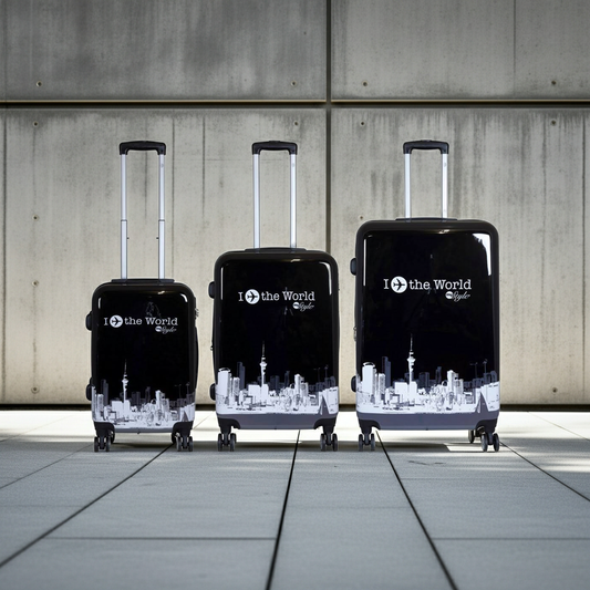 Polycarbonat Motivkofferset 3tlg Fly the world schwarz