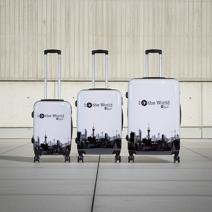 Polycarbonat Motivkofferset 3tlg Fly the world weiß