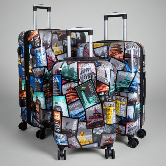 Polycarbonate motif suitcase set 3 pieces City