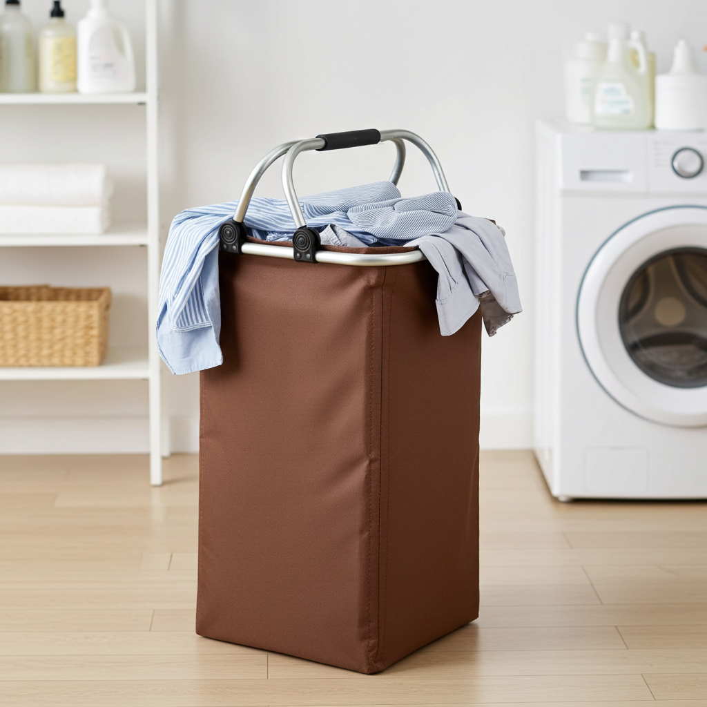 Cesto de ropa plegable, color café, VE-12