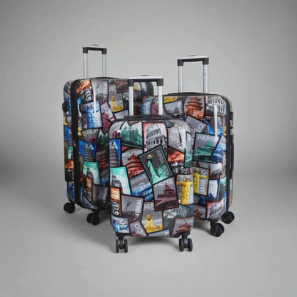 Polykarbonaattikuvioinen matkalaukkusarja 3 kpl City