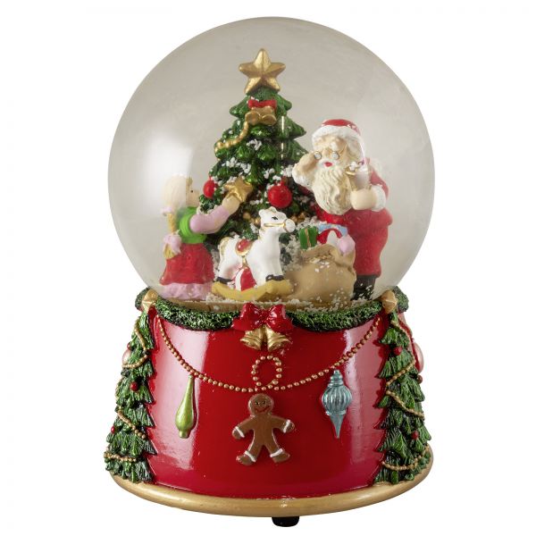 Spieluhr Schneekugel 14cm Baum + Santa