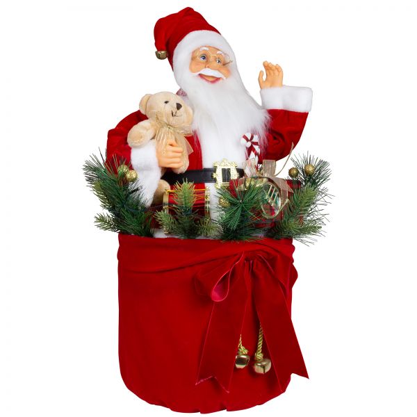 Weihnachtsmann im Geschenkesacke 60cm LED Musik