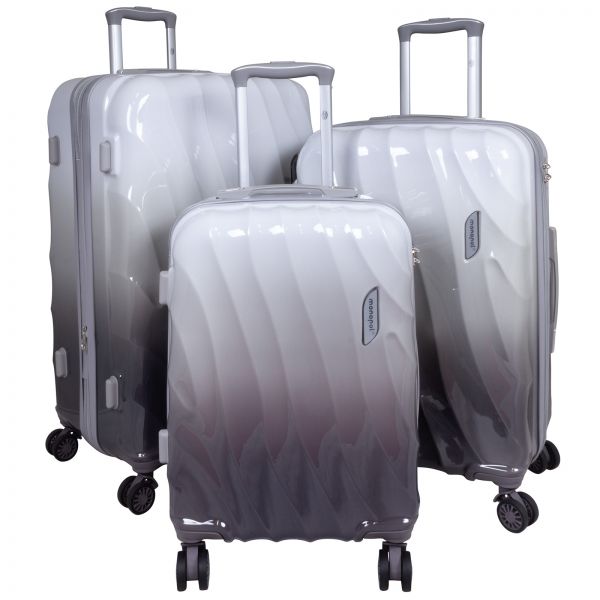 Polycarbonate Luggage Set 3pcs Marbella Grey-Black