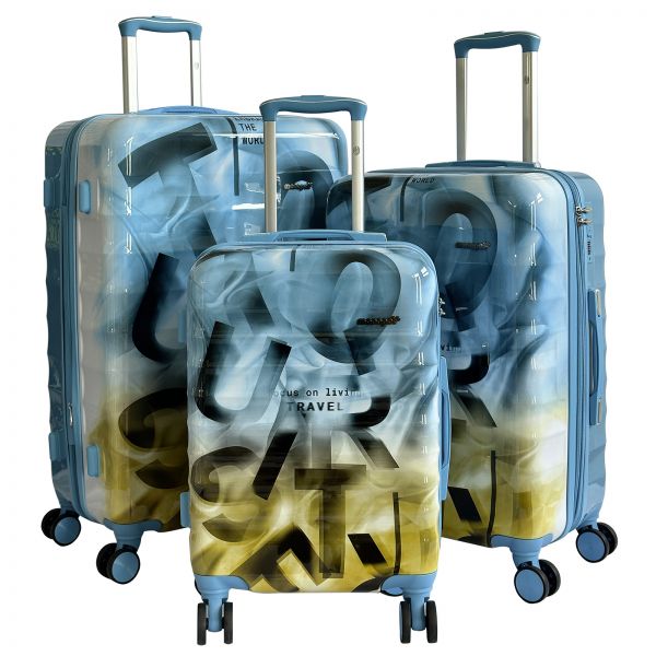 Polycarbonate Luggage Set 3pcs Verona Blue-Brown