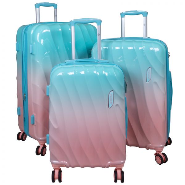 Polycarbonate Luggage Set 3pcs Marbella Blue-Pink