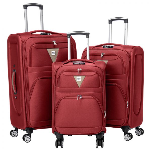 Nylon Luggage Set 3pcs Menorca Red-brown