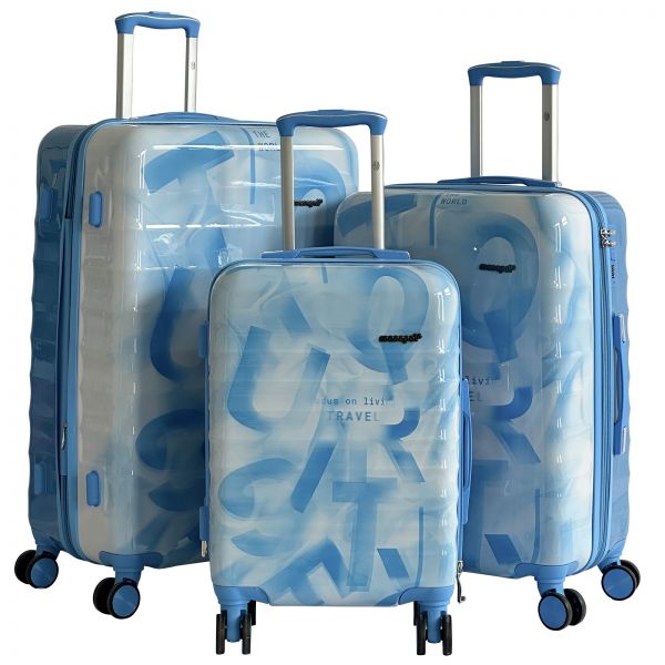Polycarbonate Luggage Set 3pcs Verona Blue-White