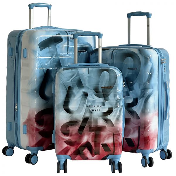 Polycarbonate Luggage Set 3pcs Verona Blue-Pink