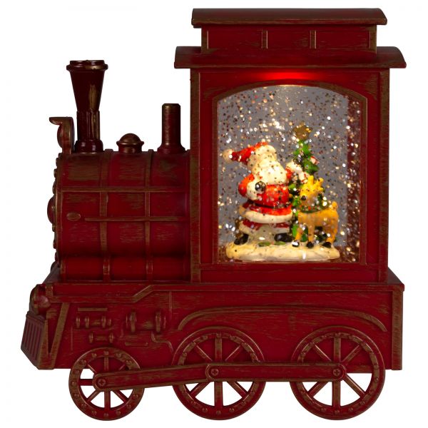 Electric snow globe train 17cm with LED & music